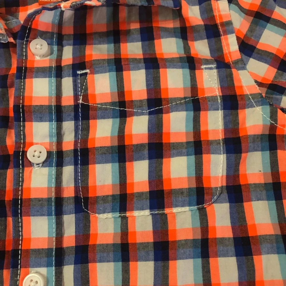 The Children’s Place• Orange | Blue Plaid Striped Button Down Long Sleeve